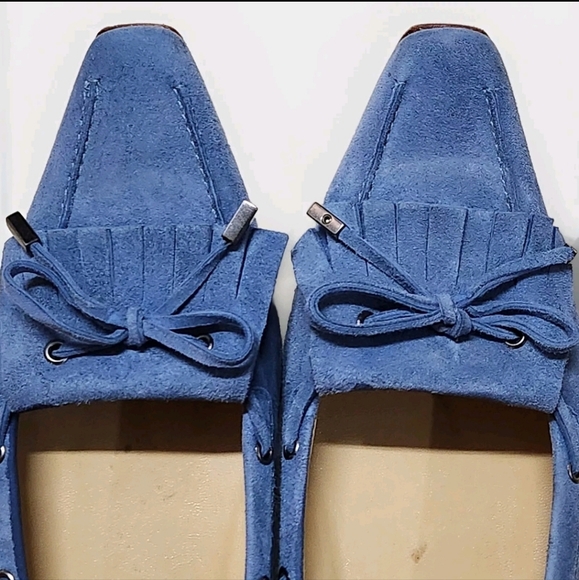 Ann Taylor Suede NuBuck Di Lauro Ballerina Flats Size 9.5 Color Blue - Picture 3 of 9